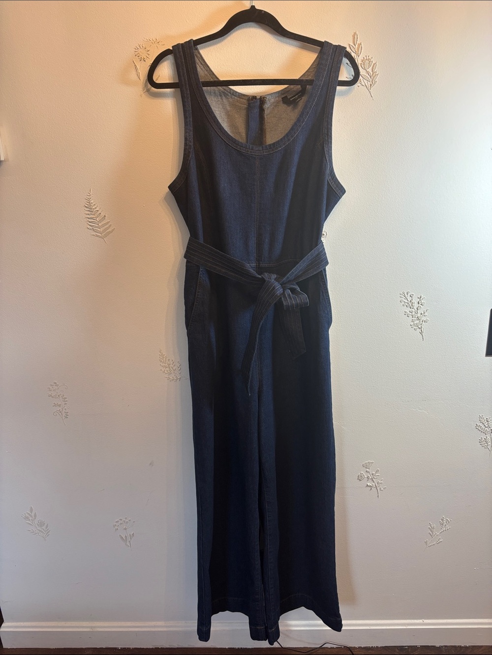 Banana Republic Dark Navy Sleeveless Tie-Waist Jumpsuit
